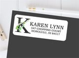 Greenery monogram address labels with botanical initial