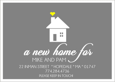 Grey And Yellow New Address Moving Announcement Cards