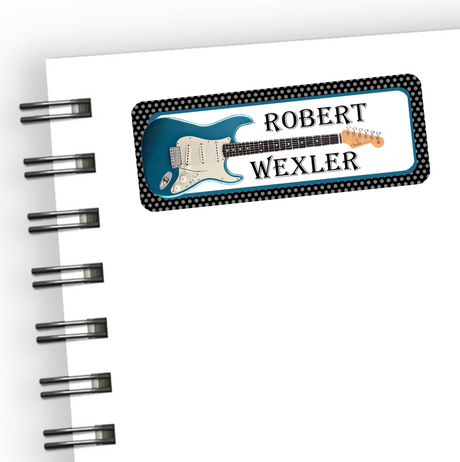Guitar themed personalized back to school name label