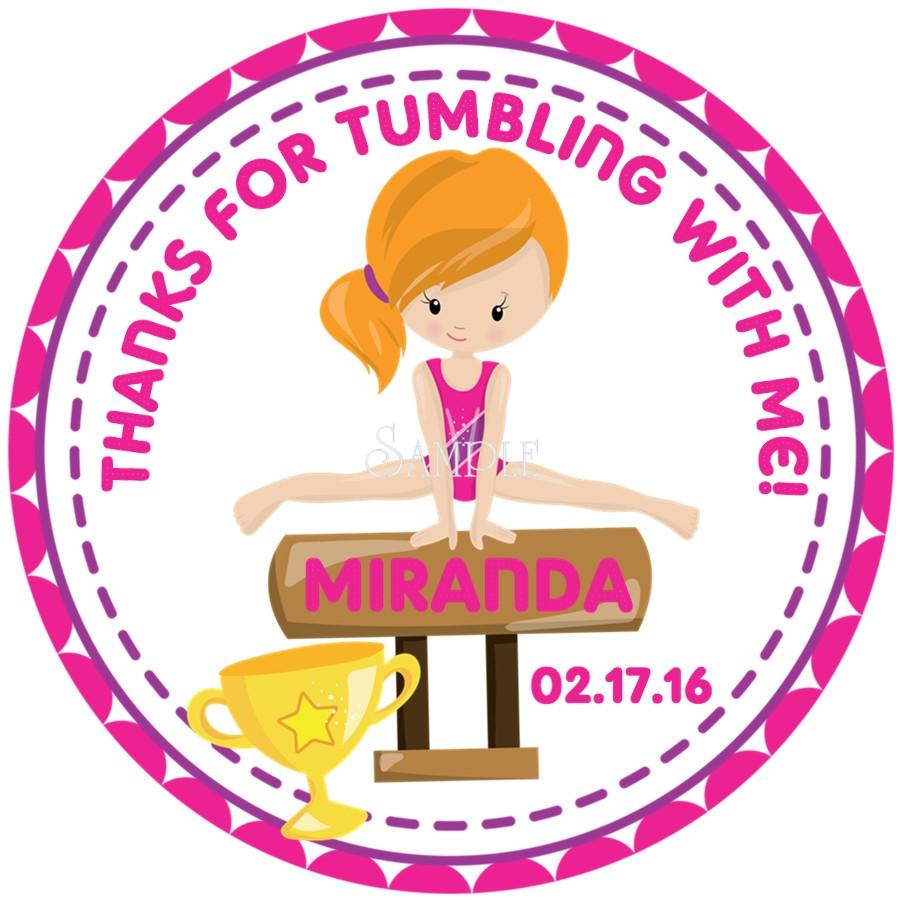 Gymnastics sticker with hair color options for girls