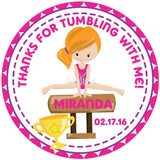 Gymnastics sticker with hair color options for girls