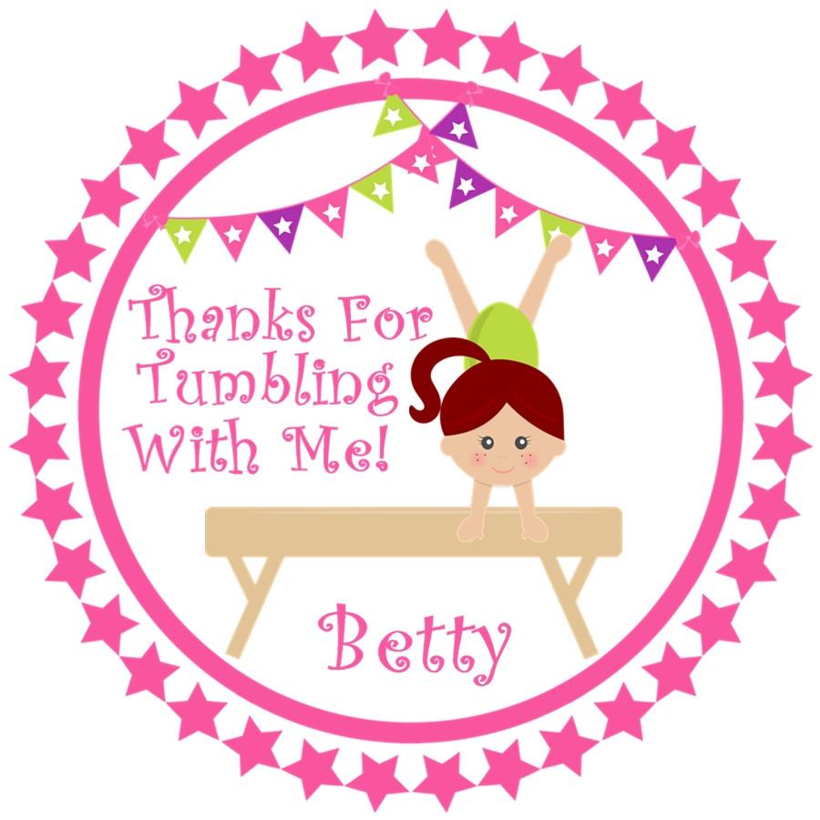 Gymnastics thank-you sticker in multiple color options