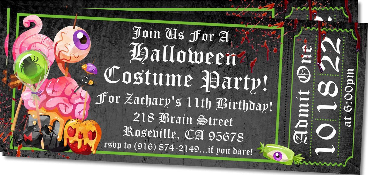 Halloween Birthday Party Ticket Invitations