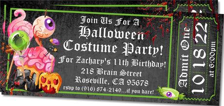 Halloween Birthday Party Ticket Invitations