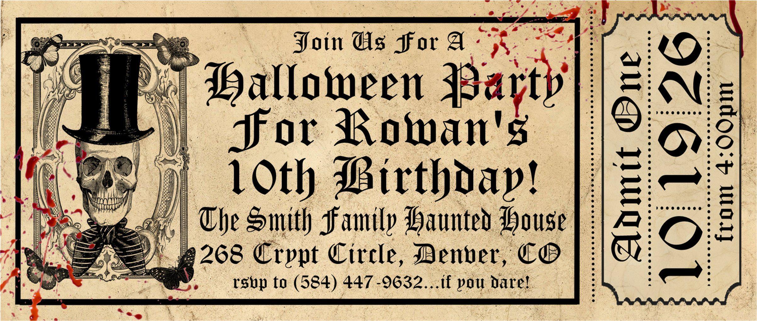 Halloween Birthday Party Ticket Invitations