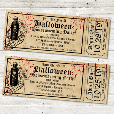 Halloween Housewarming Party Ticket Invitations