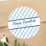 Happy Hanukkah stickers with blue Star of David pattern