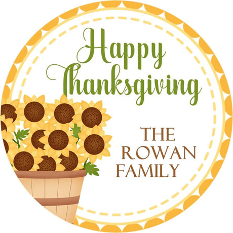 Happy Thanksgiving sunflower sticker with fall design