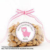 Happy Valentine’s Day pink llama kids sticker