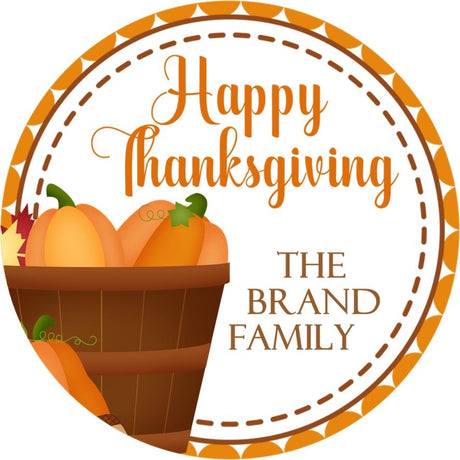 Happy thanksgiving pumpkin basket sticker with fall design