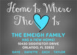 Home is where the heart is family moving announcement card with personalized names