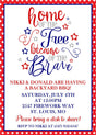 Home of the Free red white and blue July 4th invitation