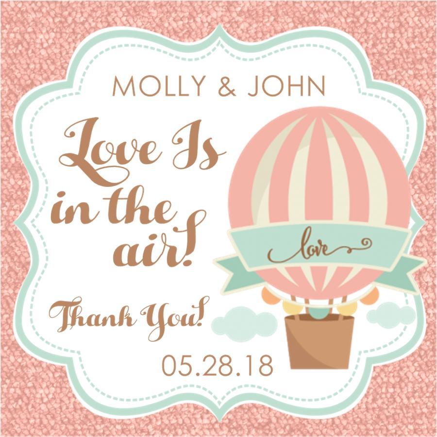 Hot Air Balloon Wedding Stickers Or Favor Tags