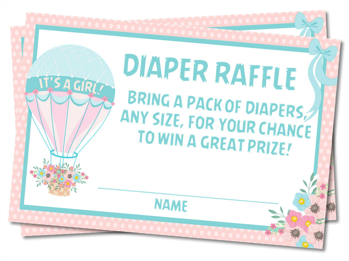 Hot Air Balloon Theme Baby Shower Diaper Raffle Sign and Tickets Printable