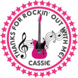 Hot pink guitar theme birthday sticker design