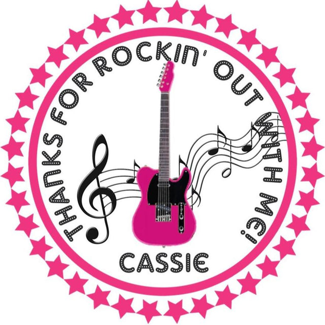 Hot pink guitar theme birthday sticker design