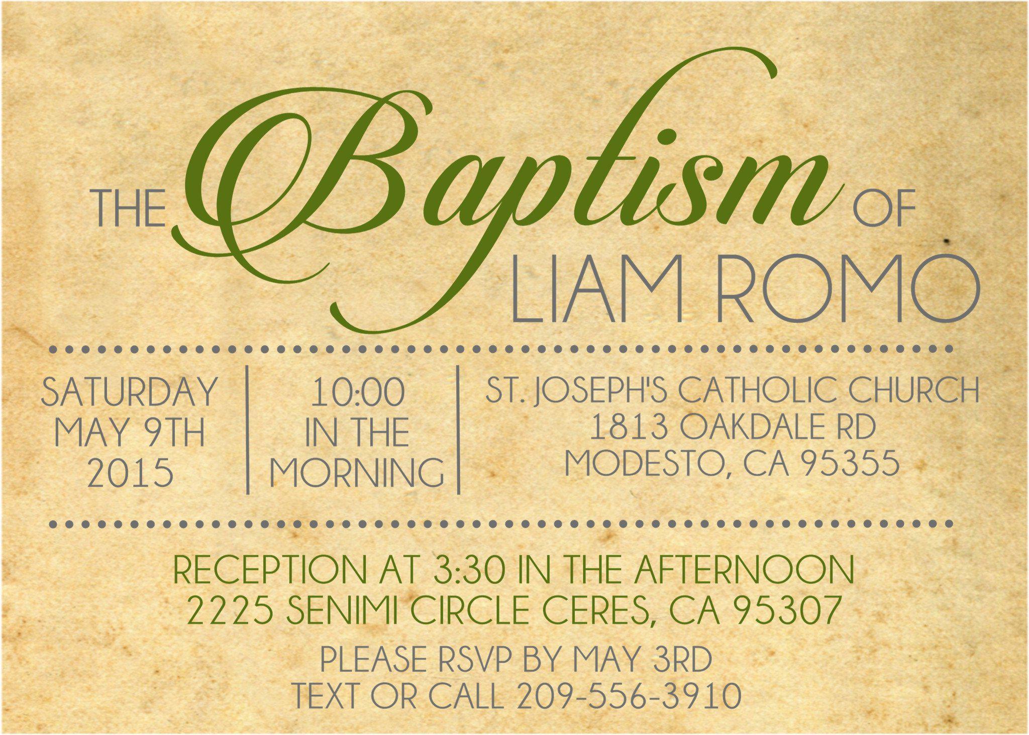 Hunter Green Antique Baptism Invitations