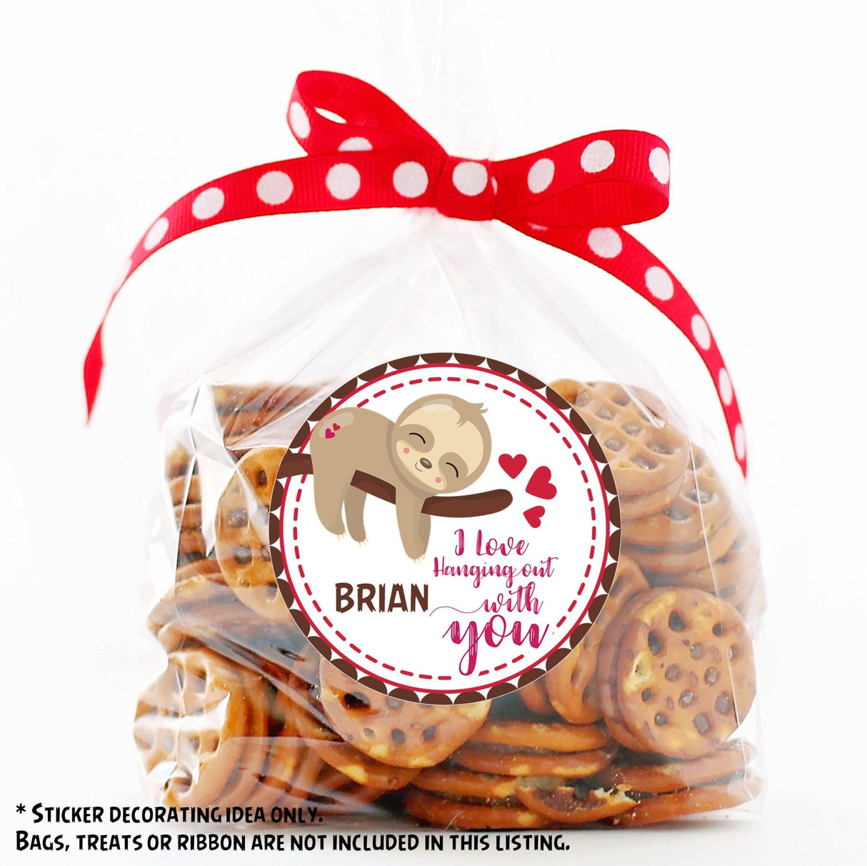 I Love Hanging Out With You sloth classroom favor sticker