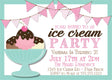 ice cream sundae birthday invitations pastel aqua theme