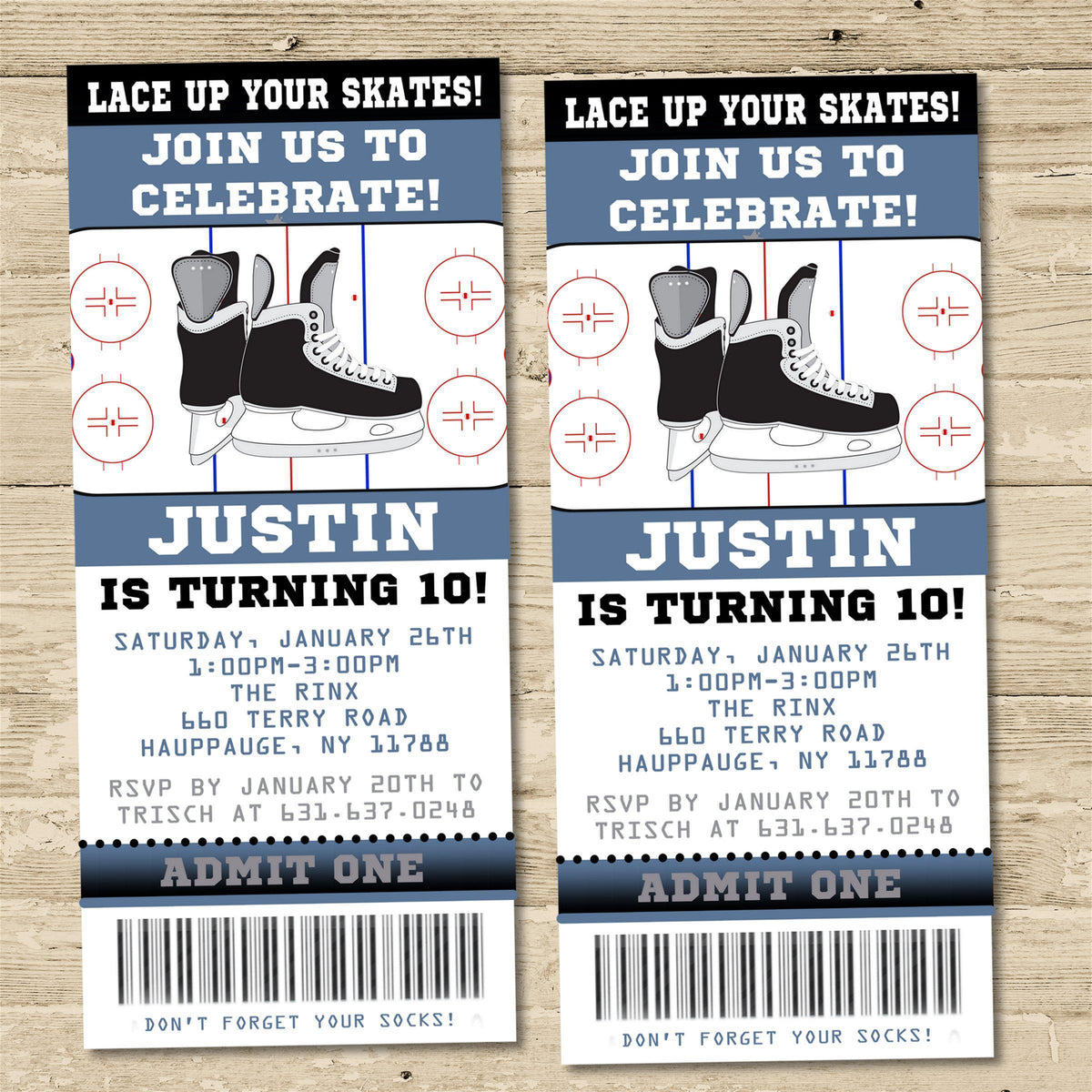 hockey birthday party invitations