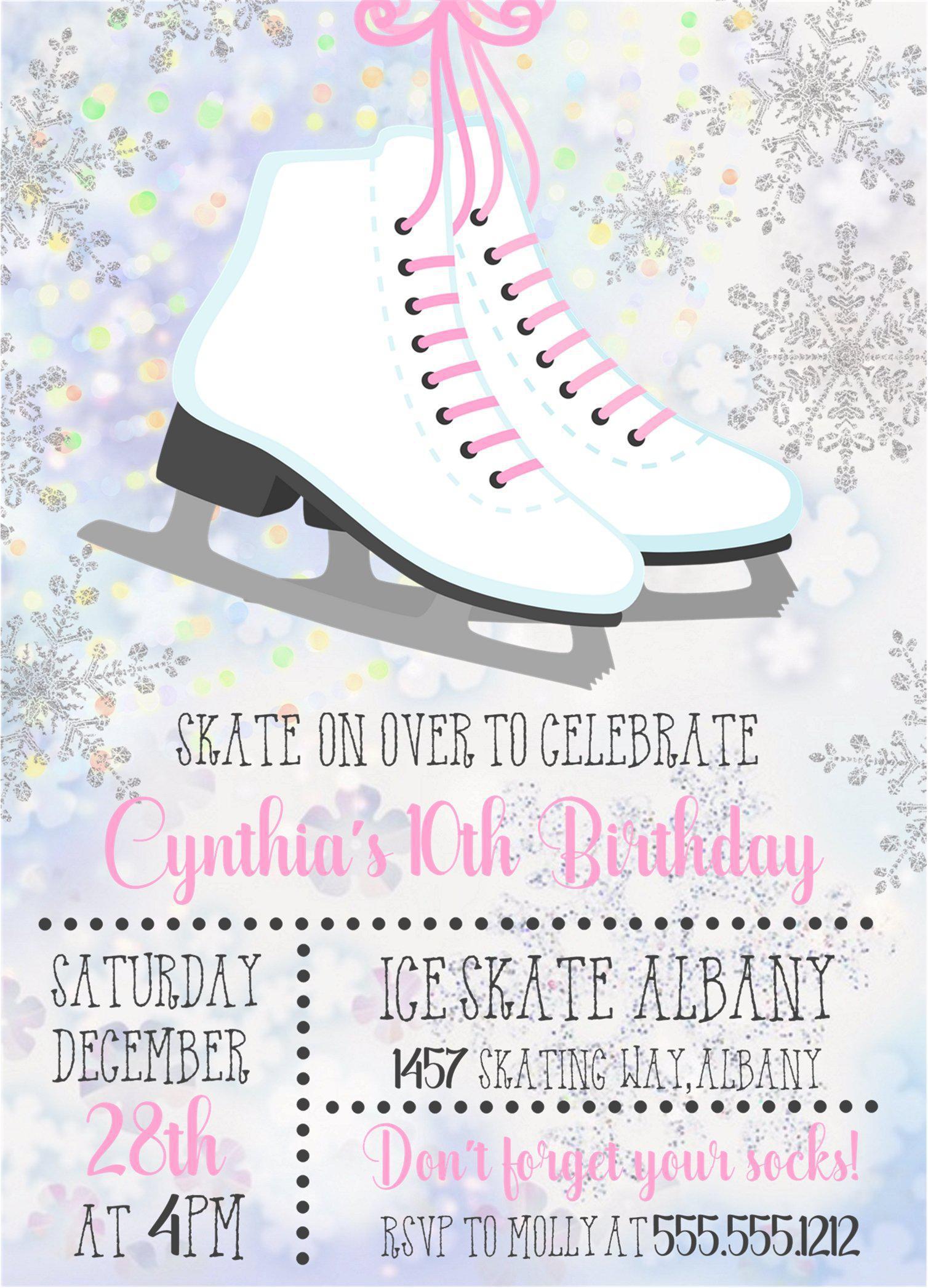 Ice Skating Birthday Party Invitations