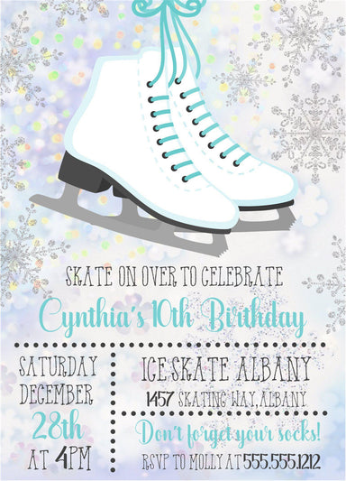 Ice Skating Birthday Party Invitations
