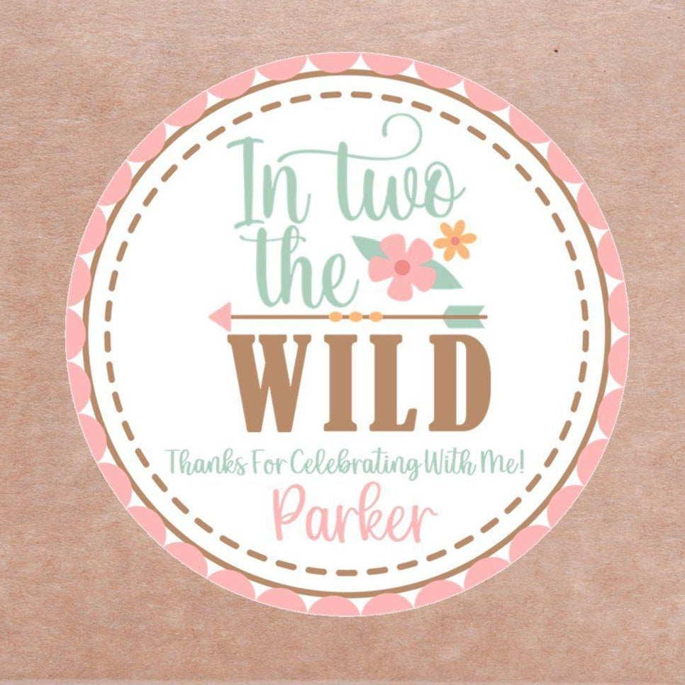 In Two the Wild tribal 2nd birthday sticker