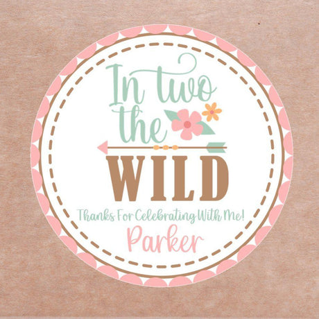In Two the Wild tribal 2nd birthday sticker