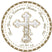 Ivory cross baptism sticker with elegant religious design