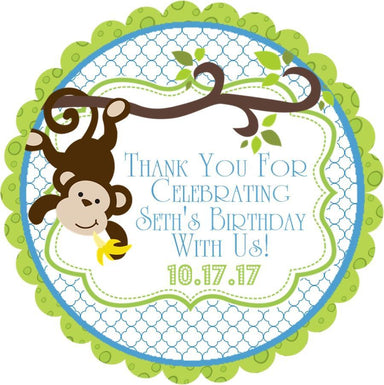 Jungle Monkey Birthday Party Stickers Or Favor Tags