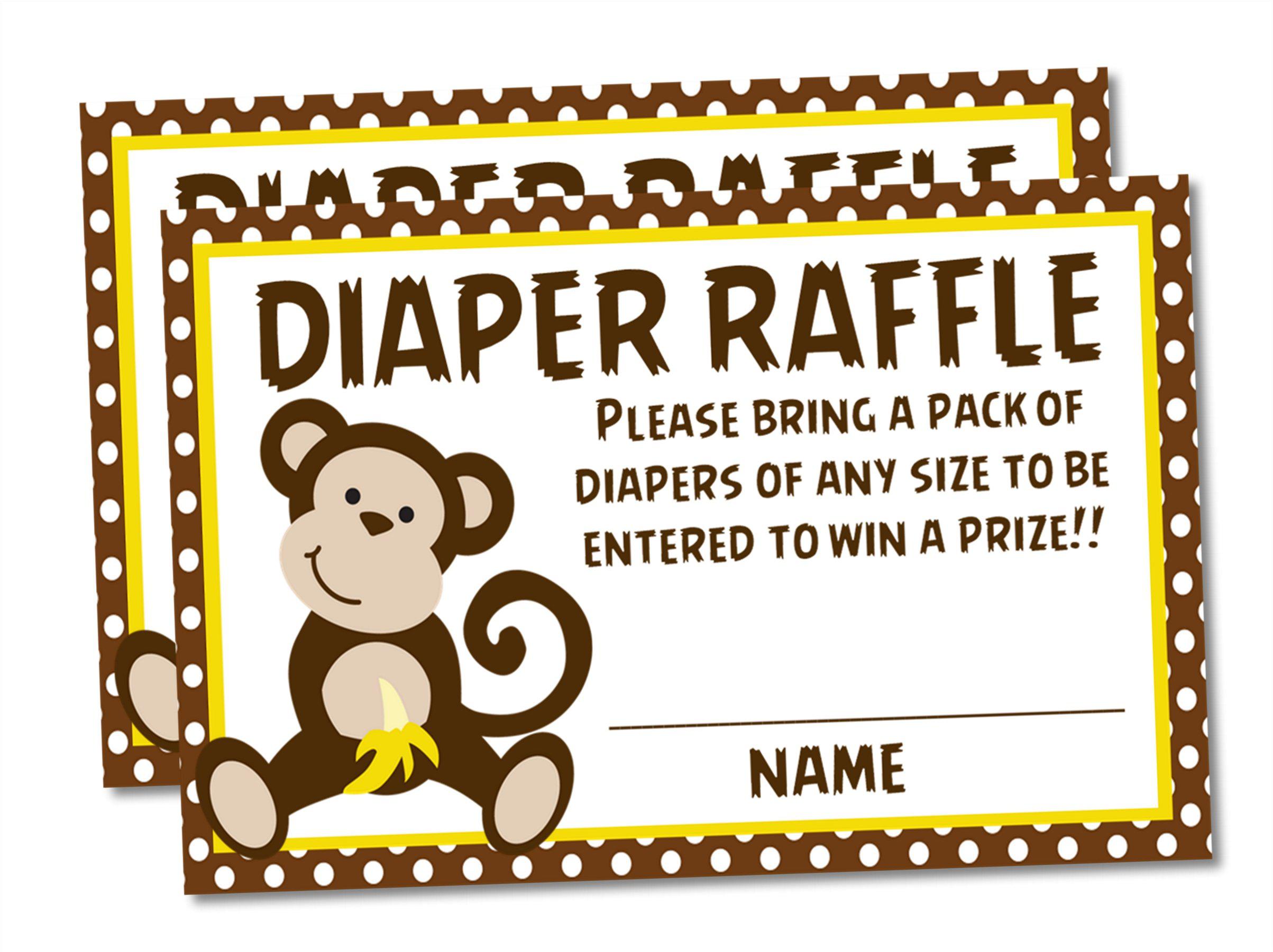 Jungle Monkey Diaper Raffle Tickets