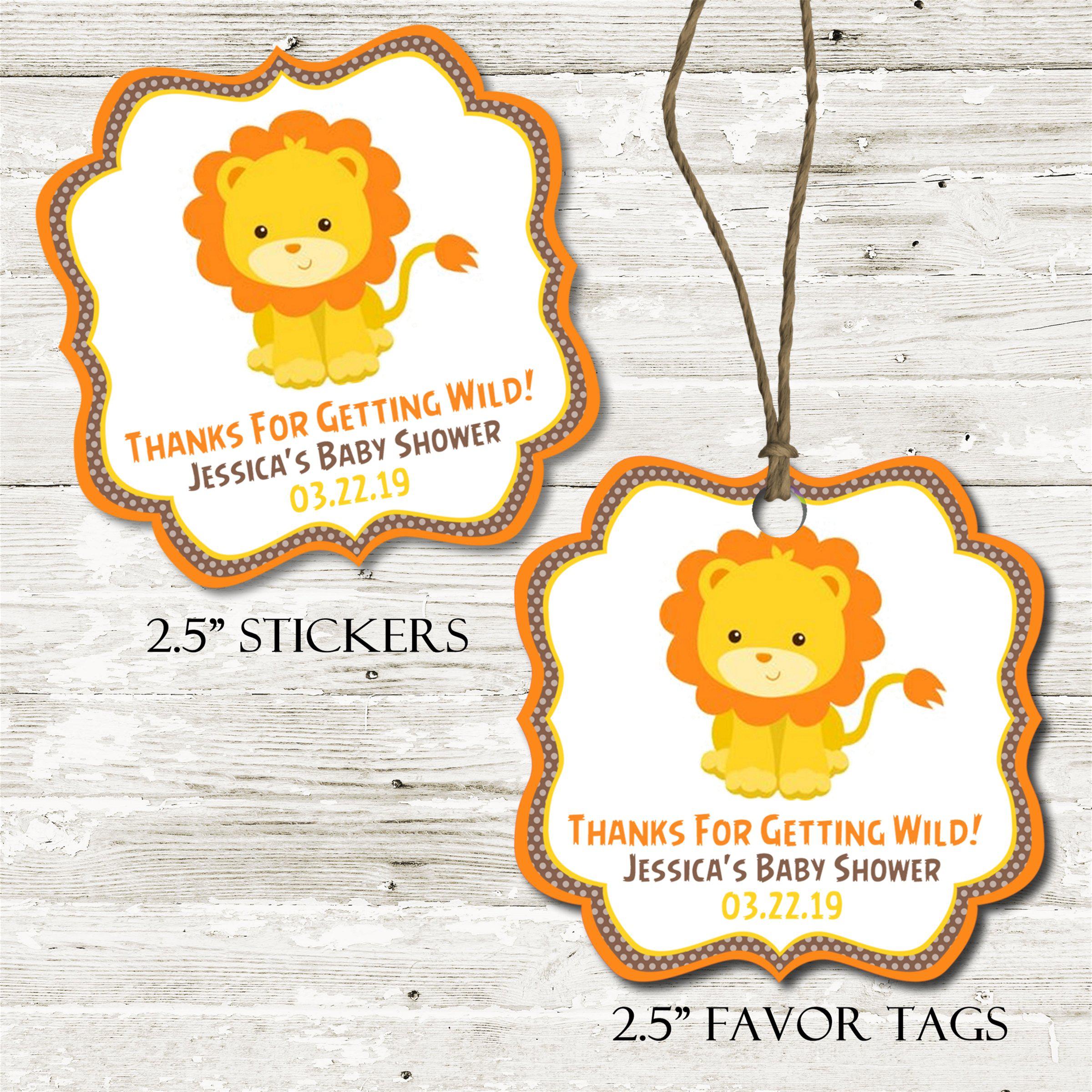 Jungle Safari Lion Baby Shower Stickers Or Favor Tags