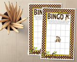 Jungle monkey themed baby shower bingo PDF