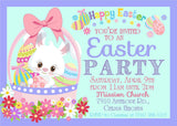 Kids Easter egg hunt invitation with cute bunny design