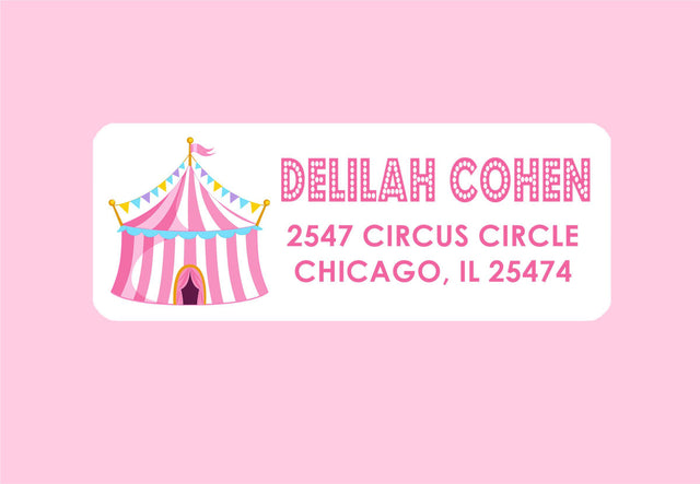 Kids circus theme return address labels