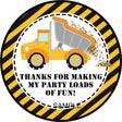 Kids construction themed sticker for birthday goodie bags