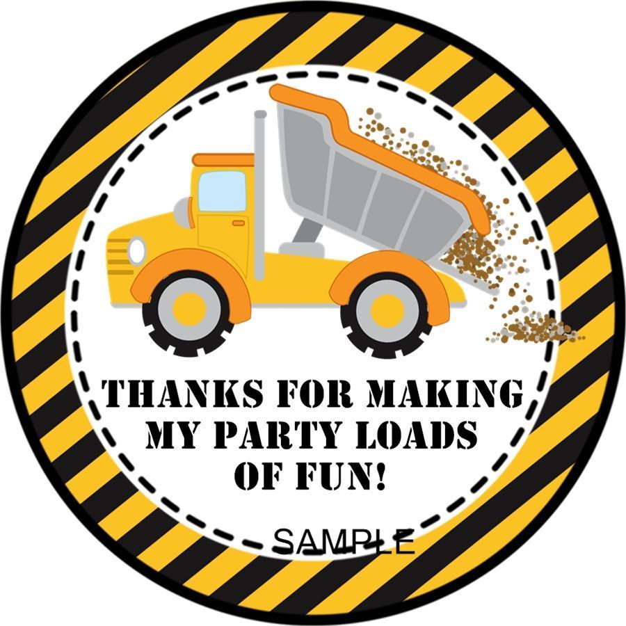 Kids construction themed sticker for birthday goodie bags