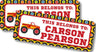 Kids monster truck name label with colorful tire pattern frame