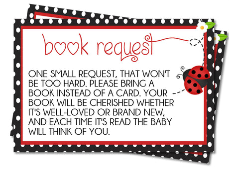 Ladybug Baby Shower Book Request Cards Printable PDF Download