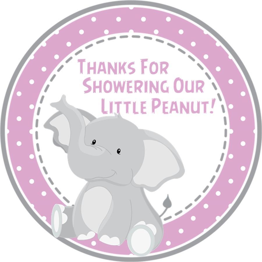 Lavender Elephant Baby Shower Stickers Or Favor Tags
