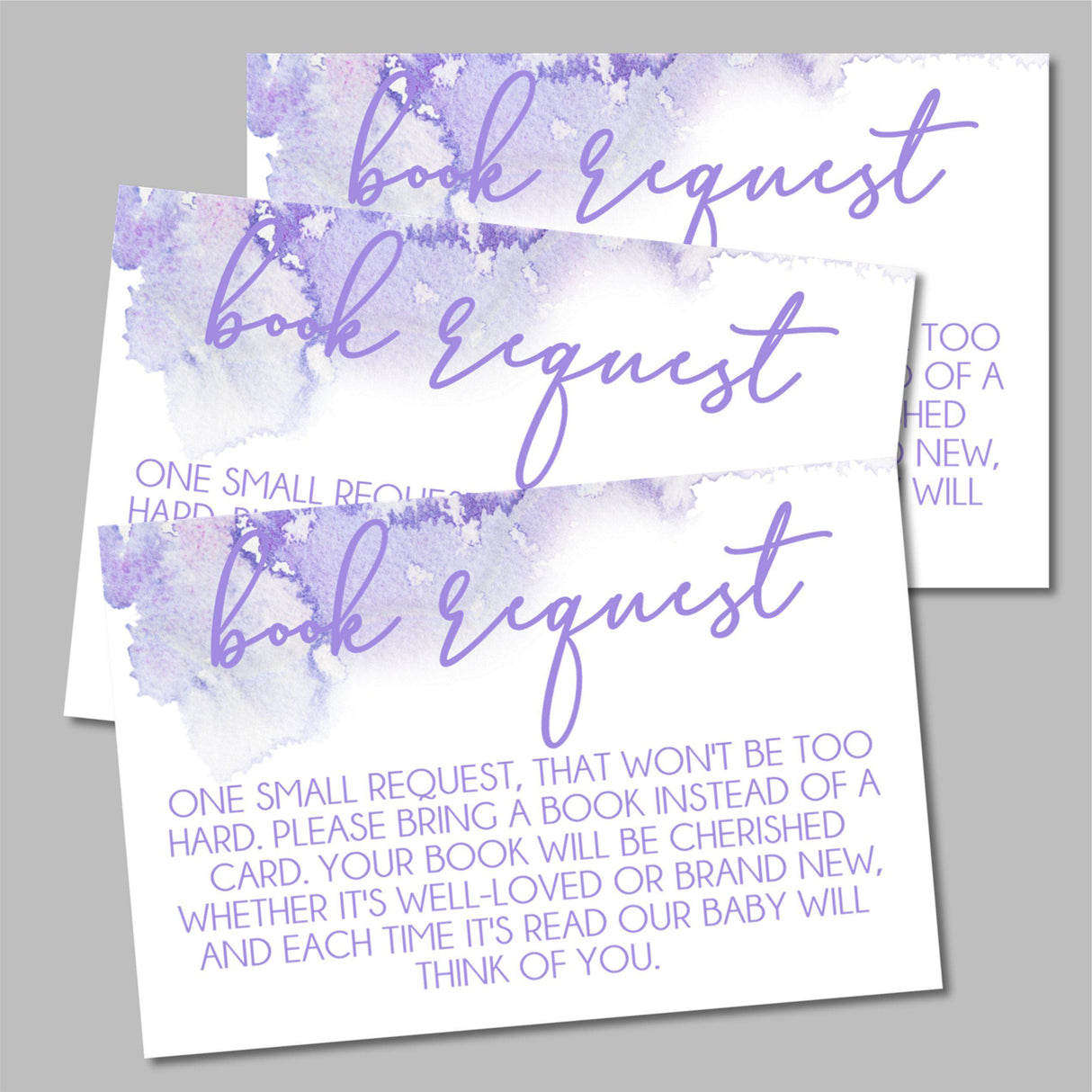 Lavender Watercolor Book Request Cards
