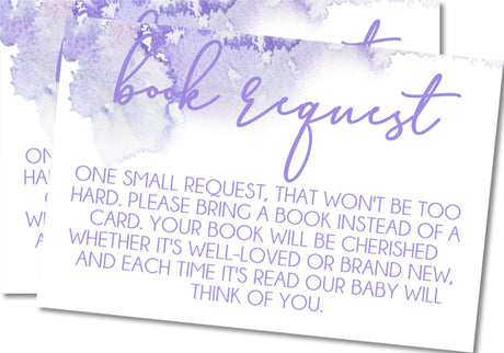 Lavender Watercolor Book Request Cards