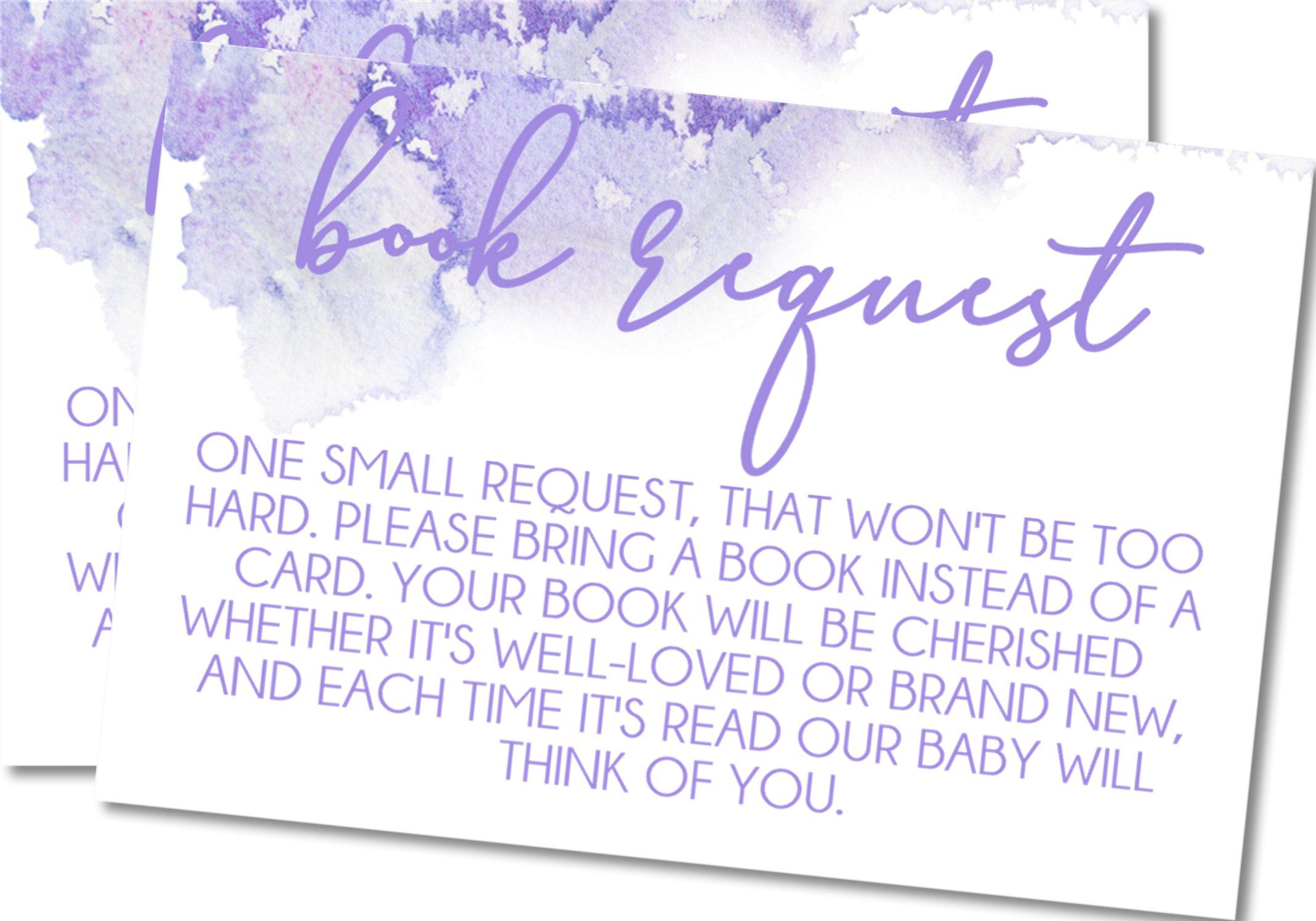 Lavender Watercolor Book Request Cards