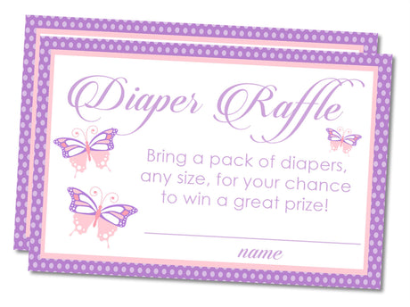 Lavender Butterfly Diaper Raffle Printable