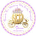 Lavender and gold princess carriage birthday sticker with custom name