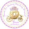 Lavender and gold princess carriage birthday sticker with custom name