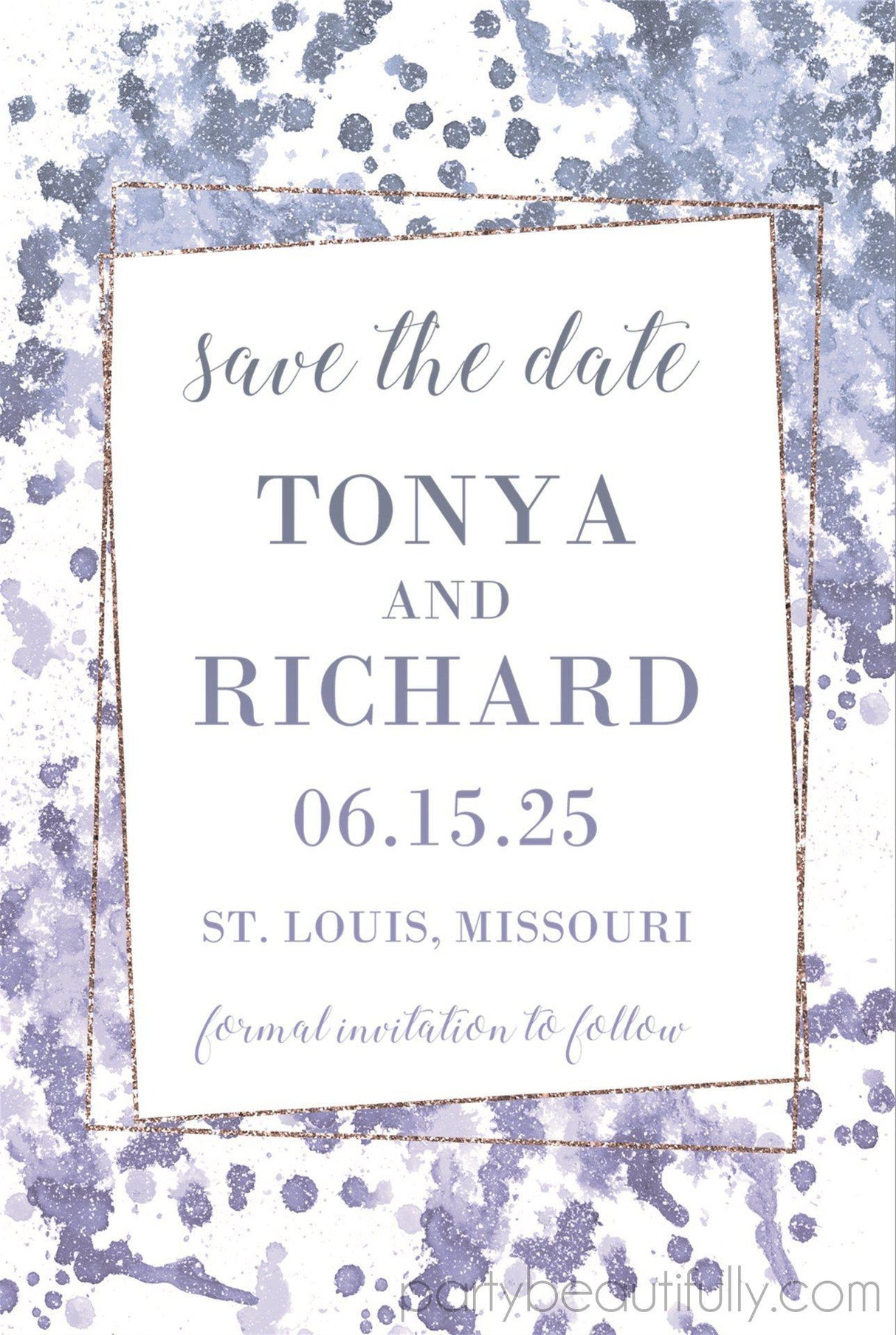 Lavender blue wedding save the date cards