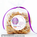 Lavender hot air balloon thank you sticker design