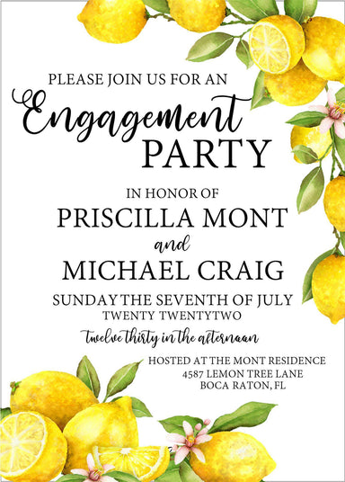 Lemon Engagement Party Invitations