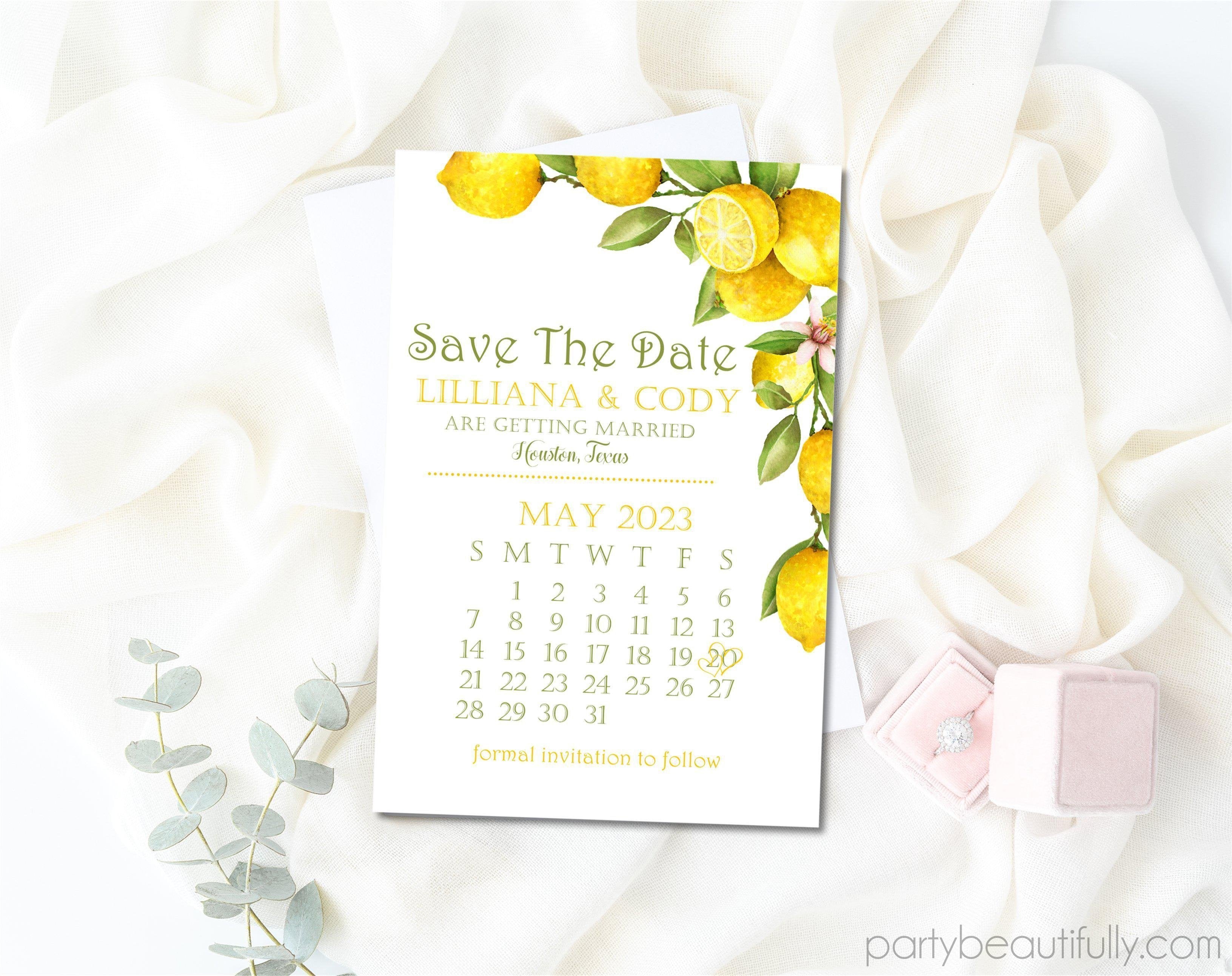 Lemon Wedding Save The Date Cards